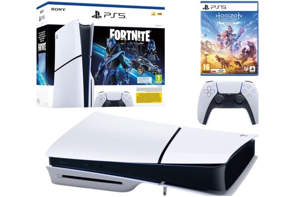 Konsola Sony PlayStation 5 Slim 1TB biało-czarny + Horizon Zero Dawn Remastered + pad bezprzewodowy DualSense