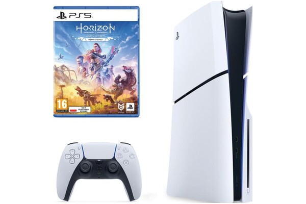 Konsola Sony PlayStation 5 Slim 1TB biało-czarny + Horizon Zero Dawn Remastered + pad bezprzewodowy DualSense