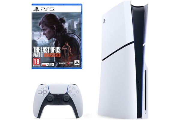 Konsola Sony PlayStation 5 Slim 1TB biało-czarny + The Last of Us Part II + pad bezprzewodowy DualSense