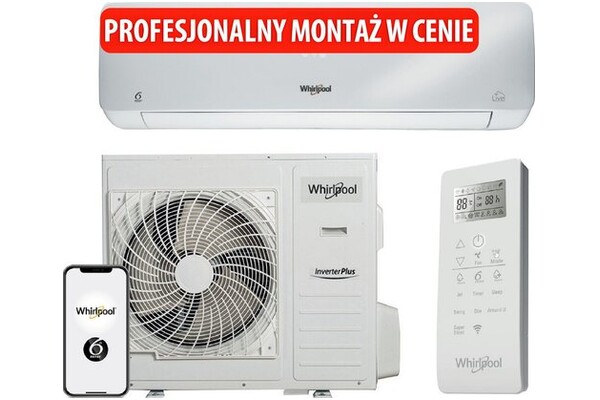 Klimatyzator ścienny SPLIT z montażem Whirlpool SPIW318A2WF 5000W 22dB