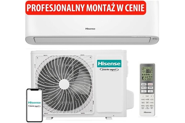 Klimatyzator ścienny SPLIT z montażem Hisense QE35XV4EG Energy Pro 3500W 54dB