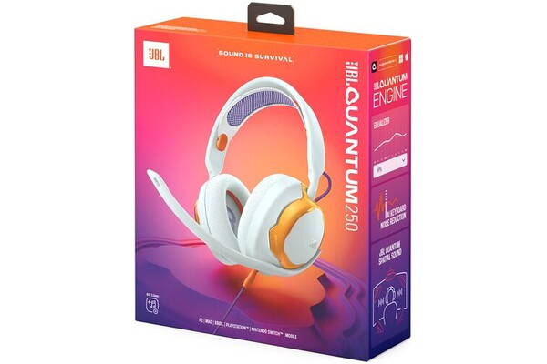Słuchawki JBL Quantum 250 Nauszne Przewodowe biało-złoty