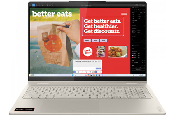 Laptop Lenovo Yoga 7 16.0" AMD Ryzen AI 7 350 AMD Radeon 860M 16GB 512GB SSD Windows 11 Home Seashell