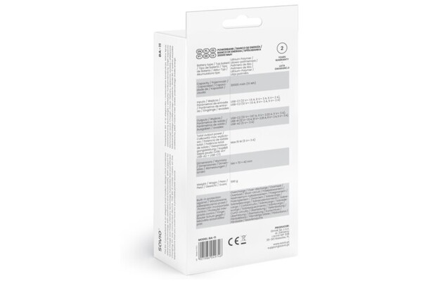 Powerbank SAVIO BA-11 30000mAh 20.0W biały
