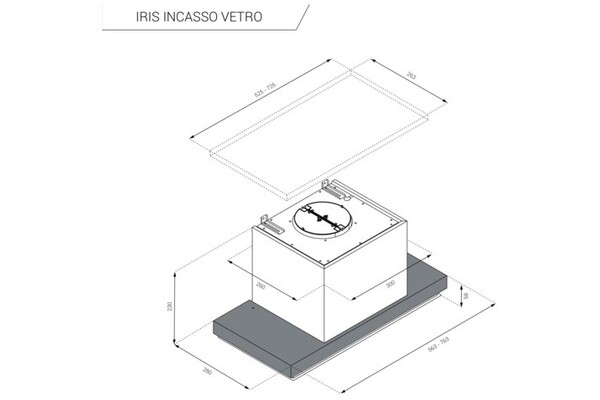 Okap kuchenny Wkład SeeNERGY Iris Incasso Vetro 76.3cm biały