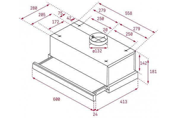 Okap kuchenny wkład - teleskopowy TEKA TL6310 60.0cm czarny