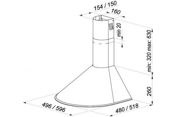 Okap kuchenny Kominowy MAAN Mix 3 60.0cm Stalowy