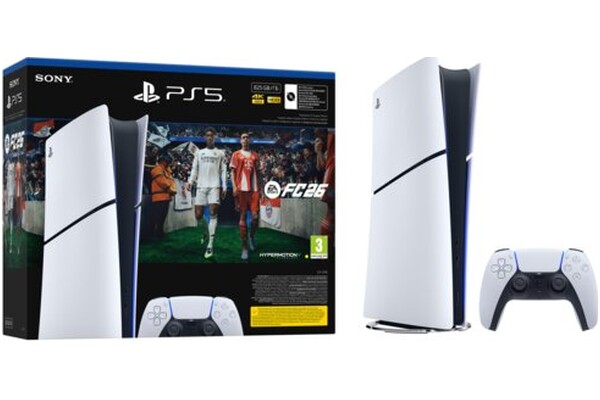 Konsola Sony PlayStation 5 Slim Digital biało-czarny + Astros Playroom|EA Sports FC 26