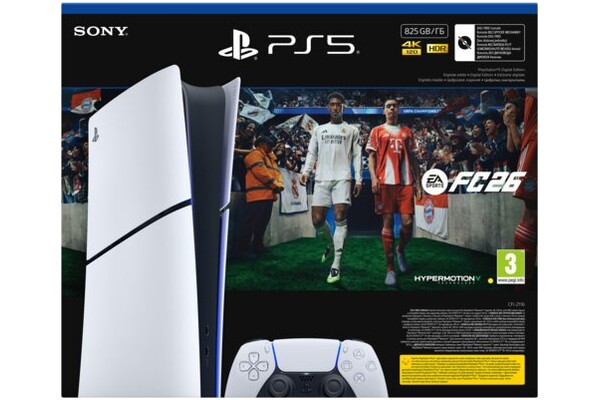 Konsola Sony PlayStation 5 Slim Digital biało-czarny + Astros Playroom|EA Sports FC 26