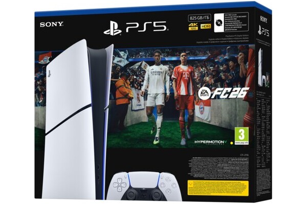 Konsola Sony PlayStation 5 Slim Digital biało-czarny + Astros Playroom|EA Sports FC 26