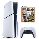 Konsola Sony PlayStation 5 Slim biało-czarny + Astros Playroom|Grand Theft Auto V Gra PS5