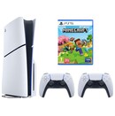 Konsola Sony PlayStation 5 Slim biało-czarny + Astros Playroom|Minecraft Gra PS5 + Kontroler PlayStation