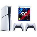Konsola Sony PlayStation 5 Slim biało-czarny + Astros Playroom|Gran Turismo 7 Gra PS5 + Kontroler PlayStation