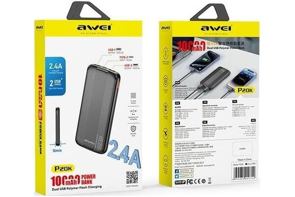 Powerbank Awei P20K 10000mAh czarny