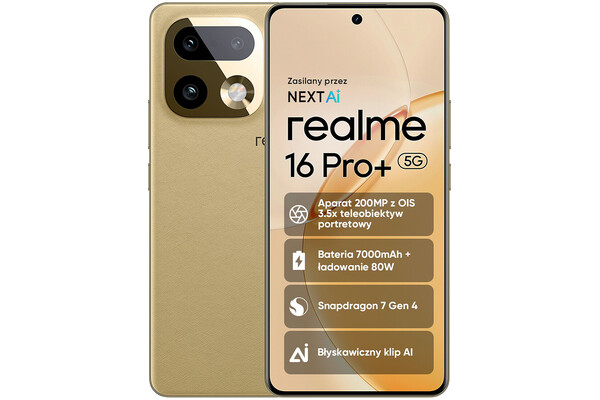 Smartfon realme 16 Pro 5G złoty 6.80" 12.0GB/512.0GB