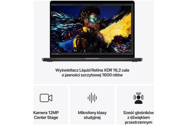 Laptop Apple MacBook Pro 16.2" Apple M4 Max brak 36GB 1TB SSD macOS gwiezdna czerń