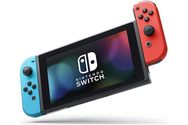 Konsola Nintendo Switch 32GB Czerwono-niebieski + Lewy i prawy kontroler Joy-ConAdapter ACKabel HDMIUchwyt Joy-ConPaski na rękę Joy-Con