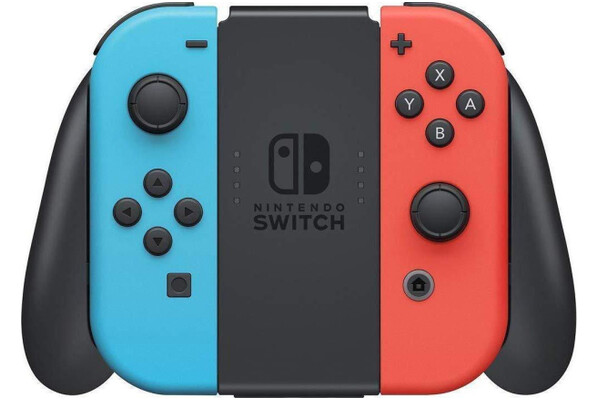 Konsola Nintendo Switch 32GB Czerwono-niebieski + Lewy i prawy kontroler Joy-ConAdapter ACKabel HDMIUchwyt Joy-ConPaski na rękę Joy-Con