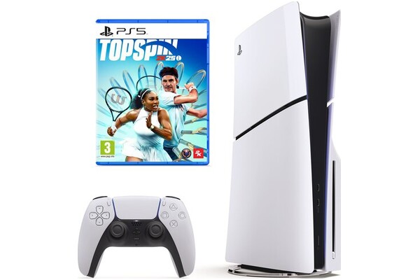 Konsola Sony PlayStation 5 Slim 1TB biało-czarny + God of War Ragnarok, Top Spin 2K25