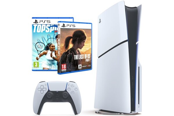 Konsola Sony PlayStation 5 Slim 1TB biało-czarny + The Last of Us Part I, Top Spin 2K25
