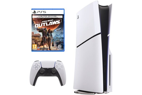 Konsola Sony PlayStation 5 Slim 1TB biało-czarny + Star Wars Outlaws - Limited Edition Gra PS5