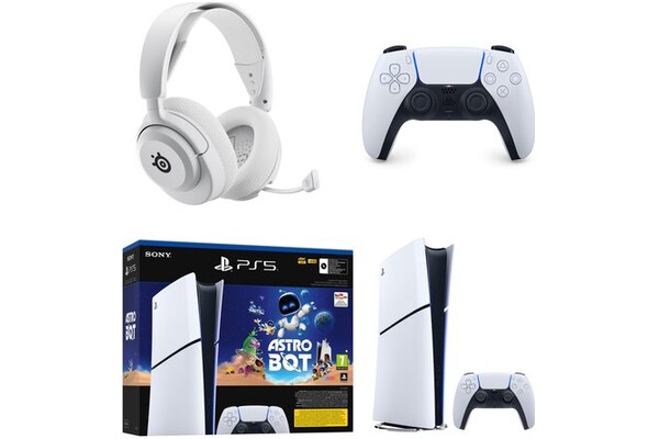 Konsola Sony PlayStation 5 Slim Digital 1TB biało-czarny + Astro Bot + słuchawki STEELSERIES