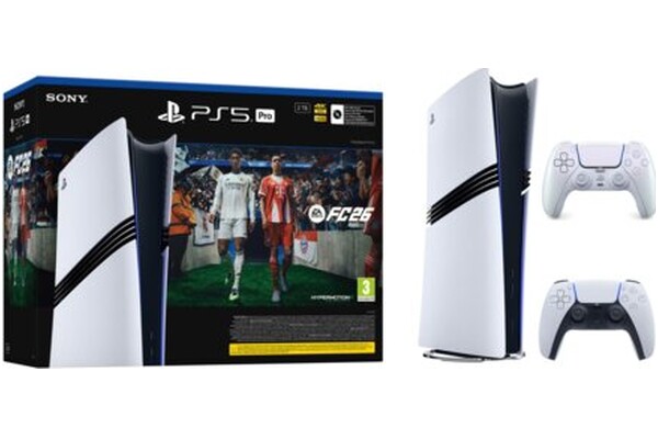 Konsola Sony PlayStation 5 Pro 2TB biało-czarny + ASTROs Playroom, EA Sports FC 26 + Kontroler PlayStation