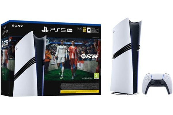 Konsola Sony PlayStation 5 Pro 2TB biało-czarny + ASTROs Playroom, EA Sports FC 26 + Kontroler PlayStation