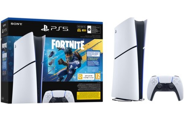 Konsola Sony PlayStation 5 Slim Digital 825GB biało-czarny + Astros Playroom, Fortnite Rozkwitający Chaos