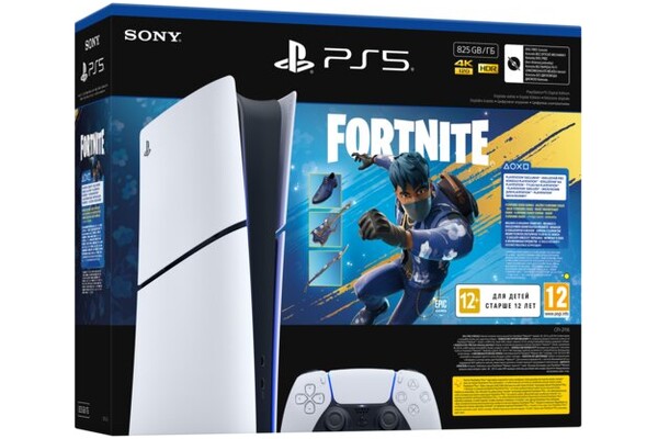 Konsola Sony PlayStation 5 Slim Digital 825GB biało-czarny + Astros Playroom, Fortnite Rozkwitający Chaos