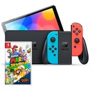 Konsola Nintendo Switch OLED 64GB niebiesko-czerwony + Super Mario 3D World