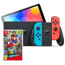 Konsola Nintendo Switch OLED 64GB niebiesko-czerwony + Super Mario Odyssey