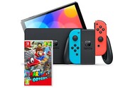 Konsola Nintendo Switch OLED 64GB niebiesko-czerwony + Super Mario Odyssey