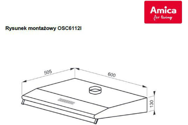 Okap kuchenny Podszafkowy AMICA OSC6112I 60.0cm inox-stalowy