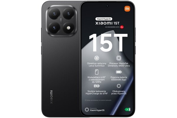 Smartfon Xiaomi 15T 5G czarny 6.83" 12.0GB/512.0GB