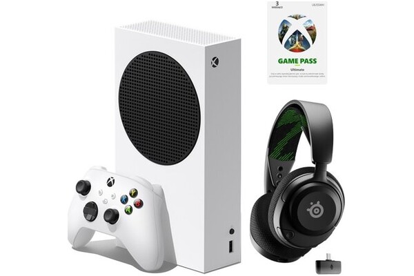 Konsola Microsoft Xbox Series S 512GB biały + Game Pass Ultimate + słuchawki STEELSERIES
