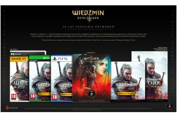 Wiedźmin 3 Dziki Gon Edycja Gry Roku + Jubileuszowy Steelbook PC
