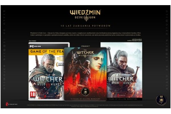 Wiedźmin 3 Dziki Gon Edycja Gry Roku + Jubileuszowy Steelbook PC