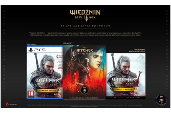 Wiedźmin 3 Dziki Gon Edycja Kompletna + Jubileuszowy Steelbook PlayStation 5