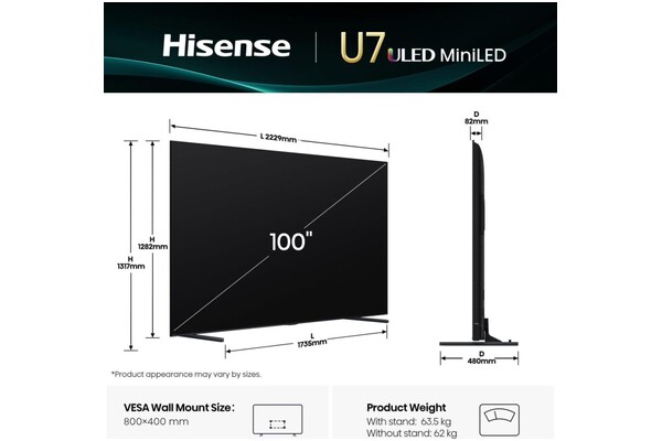 Telewizor Hisense 100U7Q 100" 4K Ultra HD Pro