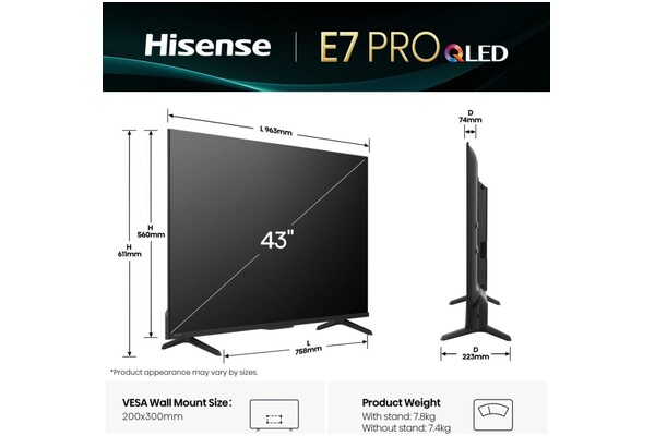 Telewizor Hisense 43E77Q 43" 4K Ultra HD Pro