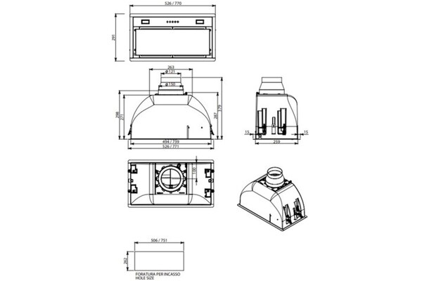 Okap kuchenny Wkład FALMEC Built-in Max 77.0cm biały
