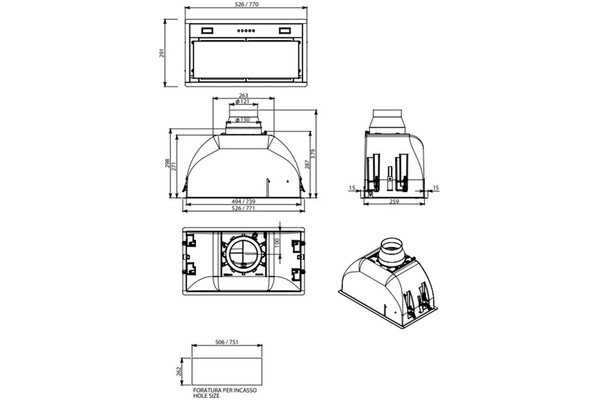 Okap kuchenny Wkład FALMEC Built-in Max 52.6cm czarny