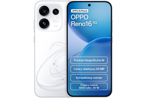 Smartfon OPPO Reno16 5G biały 6.32" 8.0GB/256.0GB