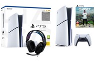 Konsola Sony PlayStation 5 Slim 1TB biało-czarny + Astros Playroom, EA Sports FC 27 Gra PS5 + Słuchawki Logitech