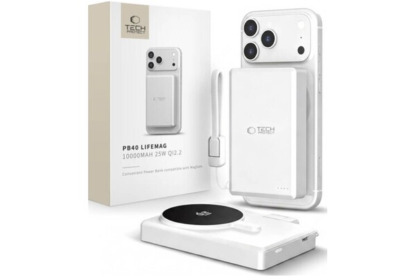 Powerbank Tech-Protect PB40 10000mAh 45.0W Biało-szary