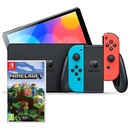 Konsola Nintendo Switch OLED 64GB niebiesko-czerwony + Minecraft