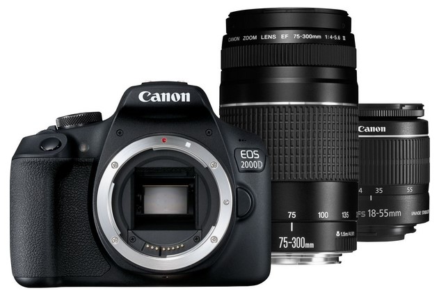Canon EOS 2000D + obiektyw EF-S 18-55mm IS II + obiektyw EF 75-300mm III